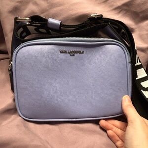 Karl Lagerfeld camera bag. Periwinkle in color.